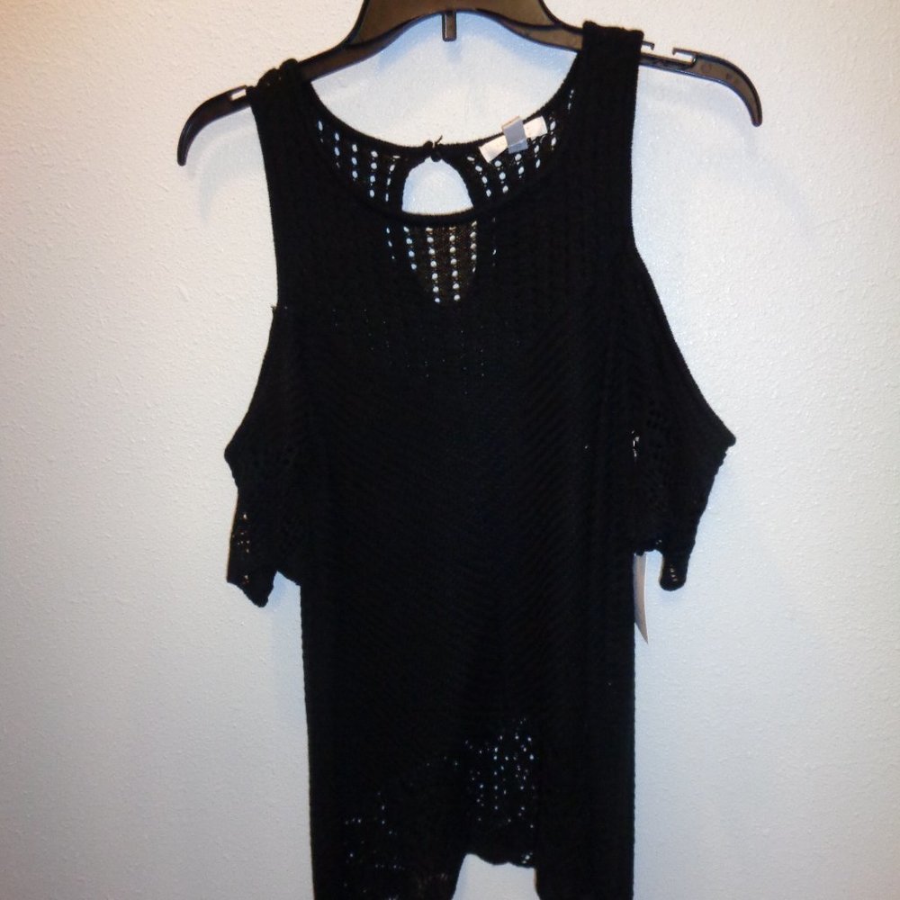 Lc Lauren Conrad Black Cold Shoulder Sweater Size Medium NWT